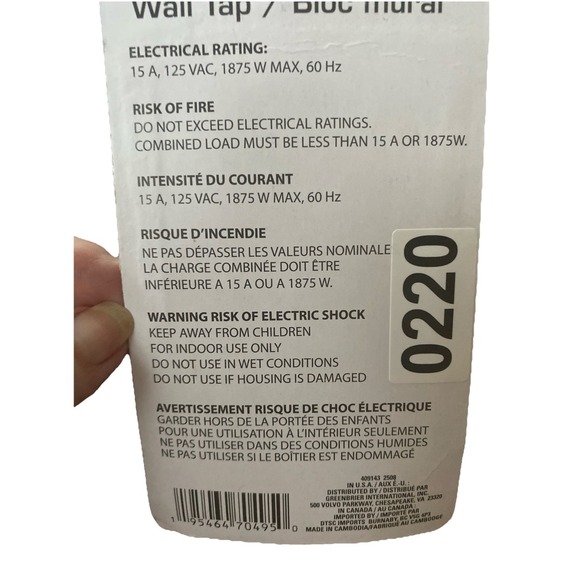 3 OUTLET GROUNDED WALL PLUG- New In Box-Free USA Shipping - Picture 4 of 4